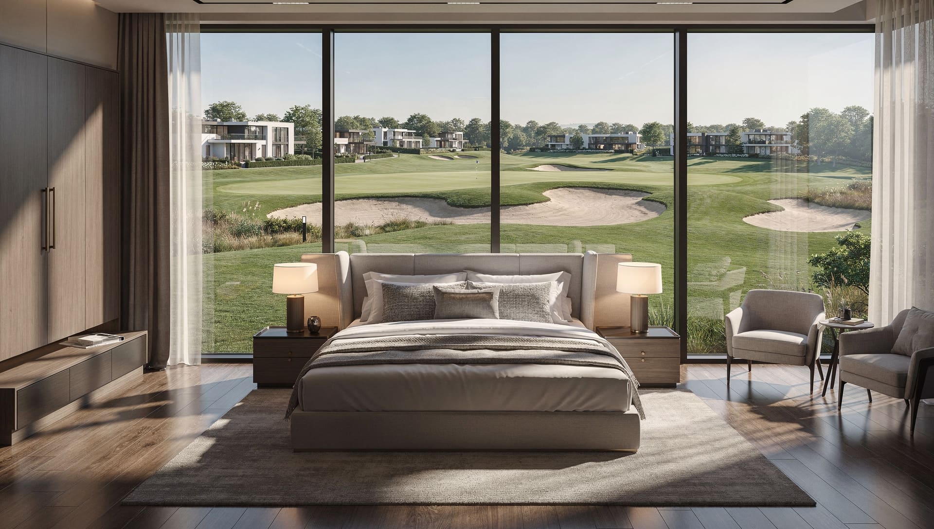 Bedroom with golf course view